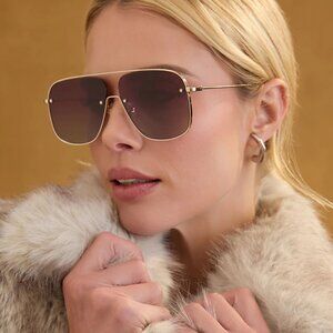 DIFF - Iconica Polarized Cynthia Sunglasses in Gold with Wine Gradient Lenses